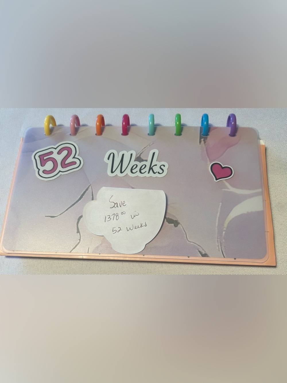 52 Weeks Savings Tracker - Pastel Purple & Pink Cover
